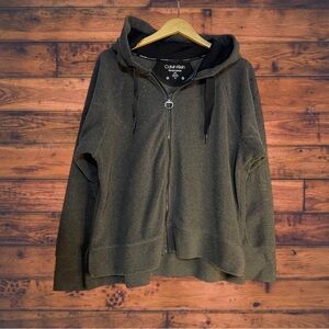 5 for $25🔥Calvin Klein Performance Grey Fleece Zip‎ Front Hooded Jacket Large